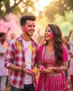 Holi couple photo prompt