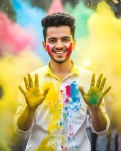 Holi boy girl and couple ai photo editing