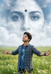 Girl In Sky Cinematic Photo Prompt