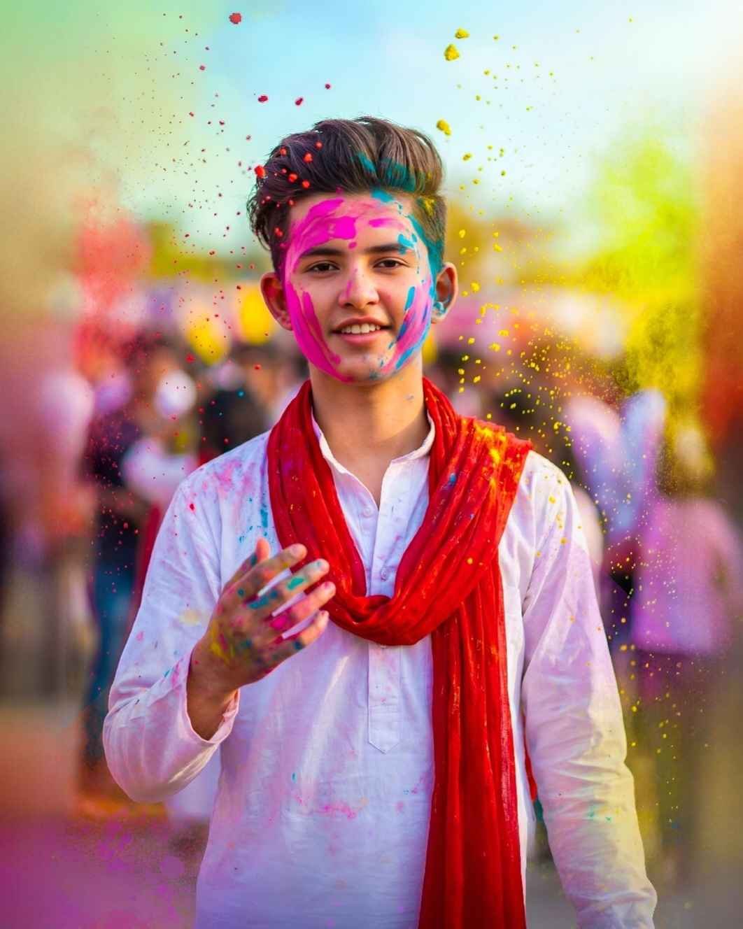 Cinematic Holi Boy Photo Prompt