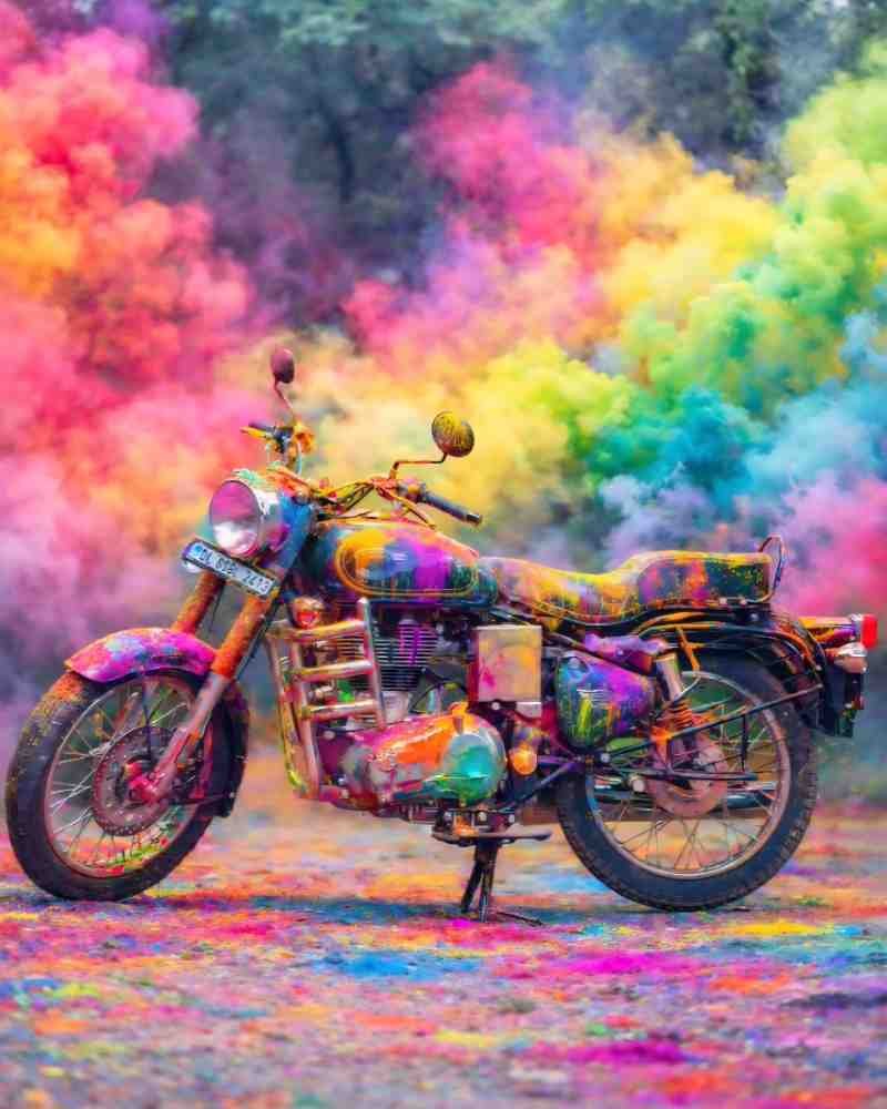Holi Bike and Car Photo Editing Prompt