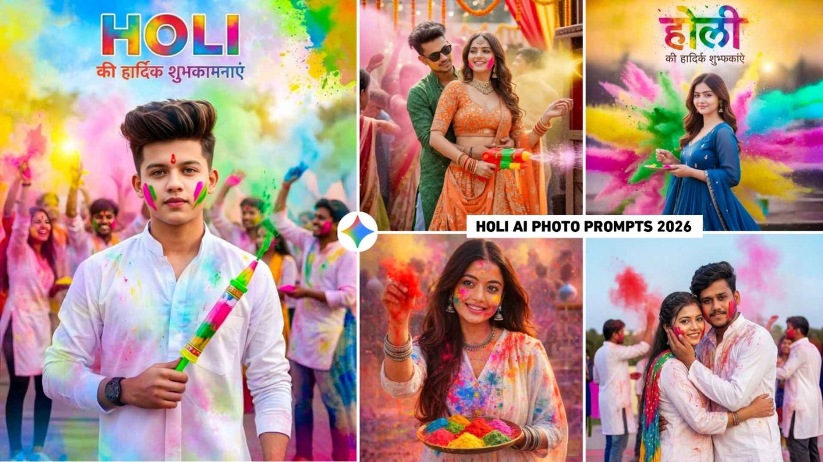 Holi Boy Girl And Couple Ai Photo Editing Prompts | Holi Prompt