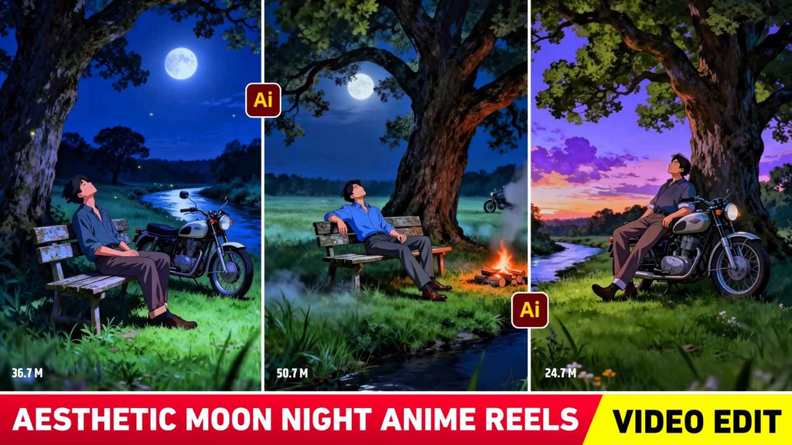 Aesthetic Moon Night Anime Reels Editing | Reels Video Editing
