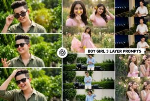 Boy And Girl 3 Layer Collage Style Ai Photo Editing Prompts
