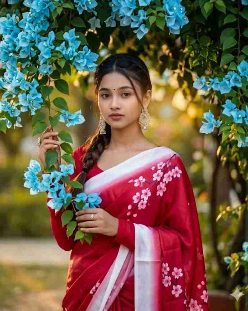 Cinematic Portrait with Bougainvillea