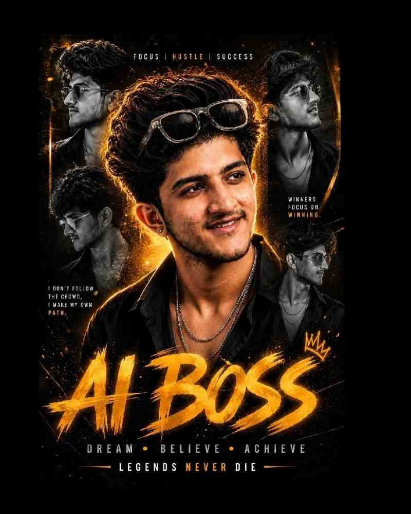 Cinematic AI Boss Collage Poster Prompt