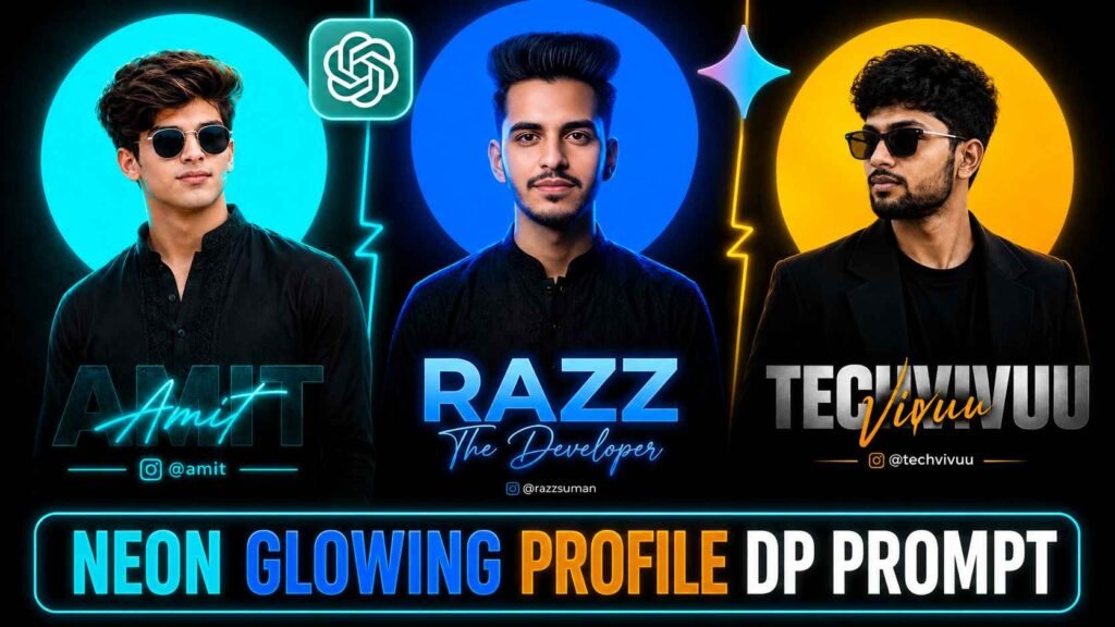 Neon Glowing Profile Picture Dp Editing Prompt | Dp Edit Prompt